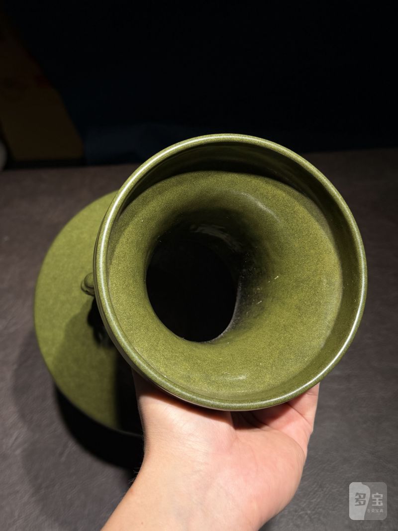 清乾隆 茶叶末釉双龙耳盘口尊 - 图8